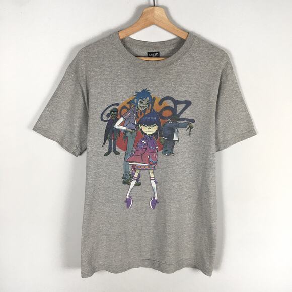 Vintage Gorillaz Band T Shirt Size Small Gray Graphic Music Tee Alternative Rock - Picture 1 of 16